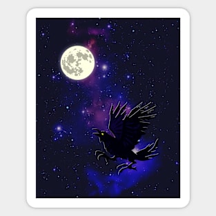 Raven and Moon (Portrait) Sticker